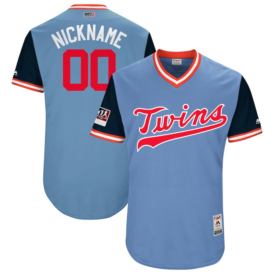 Men's Minnesota Twins Majestic Light Blue/Navy 2018 Players' Weekend Flex Base Pick-A-Player Roster Jersey